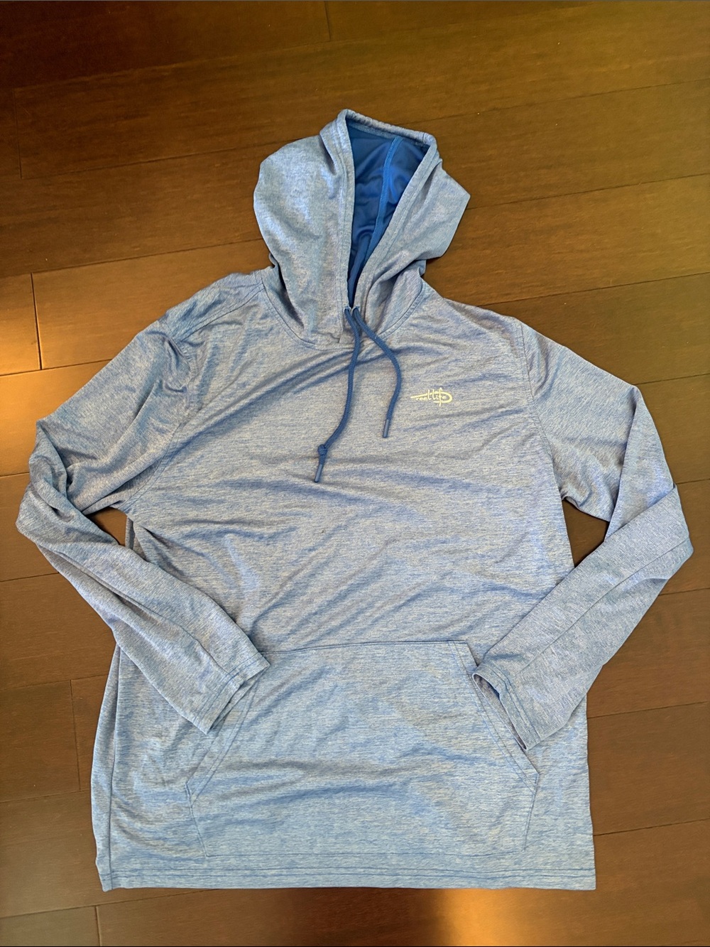 Light Blue Men's Lightweight Hooded Pullover Sweatshirt